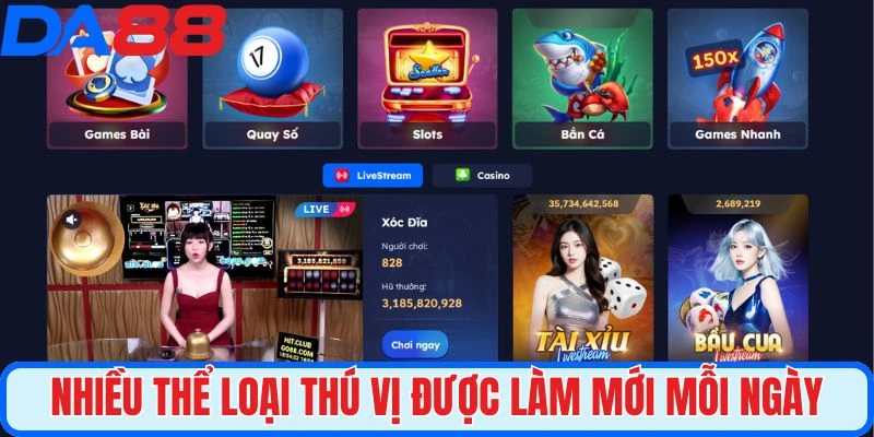 Nhiều thể loại thú vị được làm mới mỗi ngày ở nền tảng
